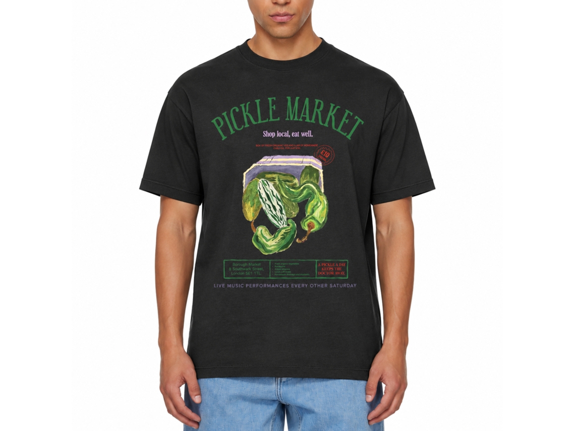 Rockinstone Pickle Market Poster Graphic Sophie Emma James Shirt Unique Designer Style