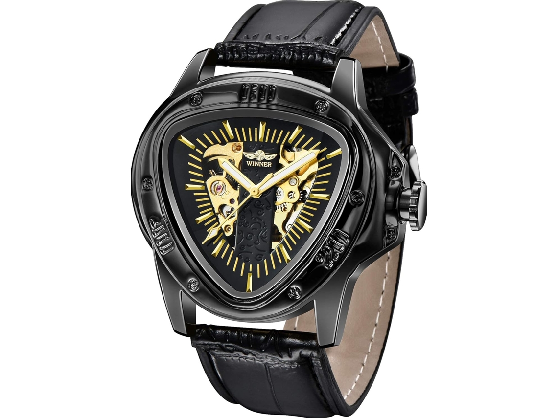 Lurelia Relógio Mecânico Masculino, Automático, Analógico, Data/calendário, Luminoso, Mostrador Esqueleto, Resistente À Água, Dourado