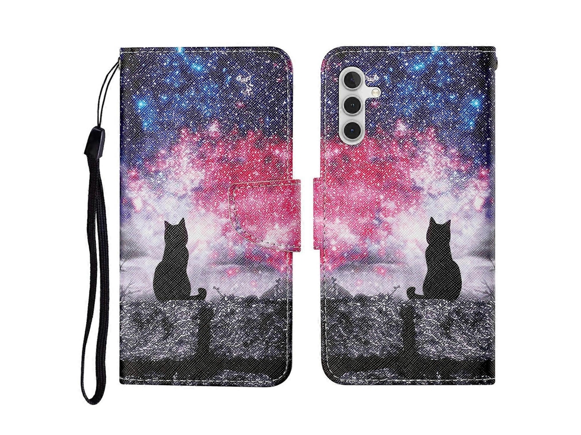 Capa Protetora De Couro Tipo Fólio Com Estampa De Gato Galaxy Para Samsung Galaxy A17 5g Da Tkdaddy
