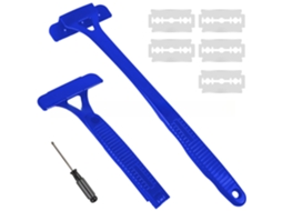 Máquina De Barbear De Costas Para Homem Com Cabo Longo Dobrável,para Uso Seco E Húmido. Azul Hexinyigjly