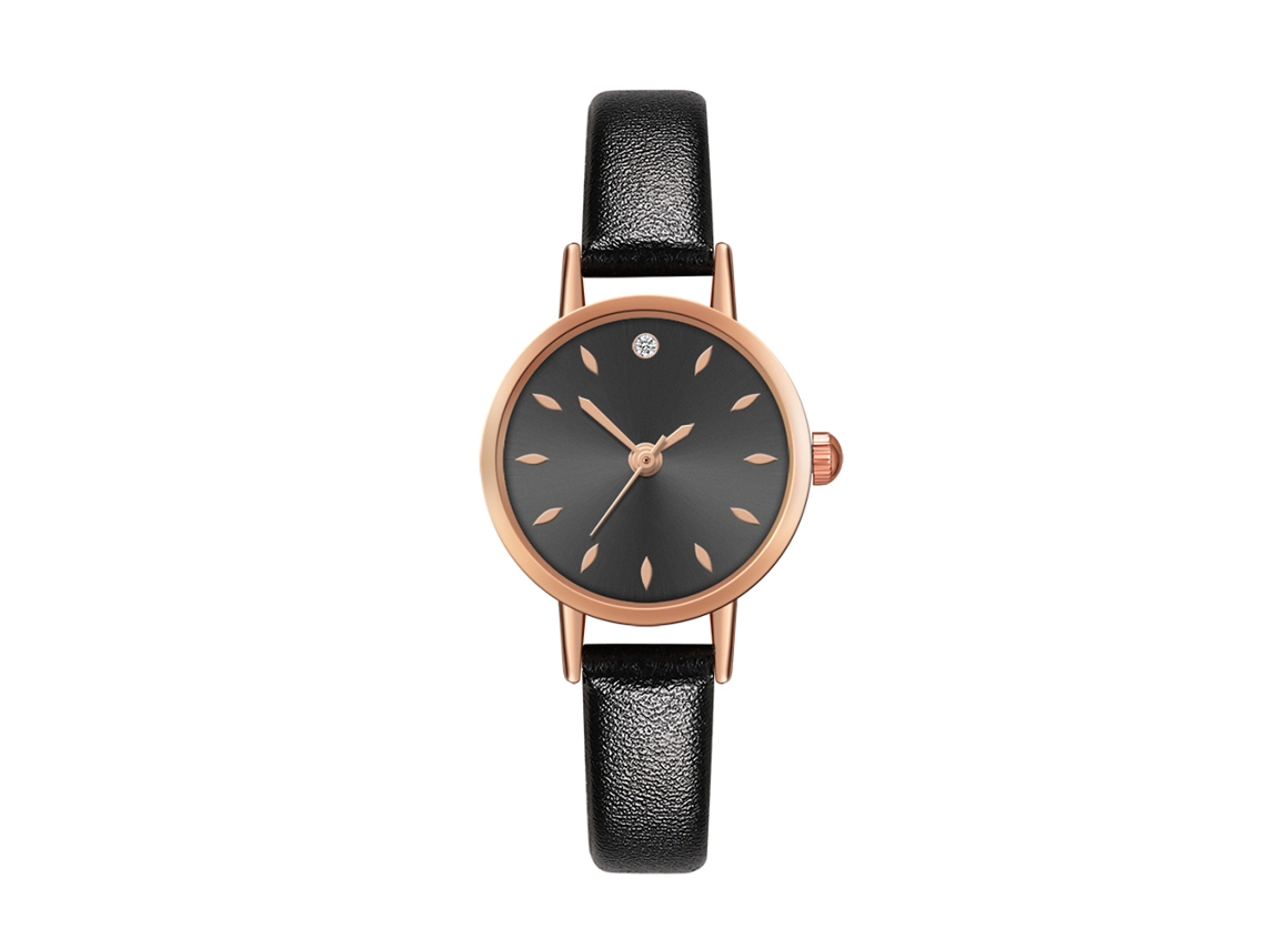 Relógio de Pulso de Quartzo para Casal Feminino e Masculino com Cinto Pu Estilo Moderno Preto