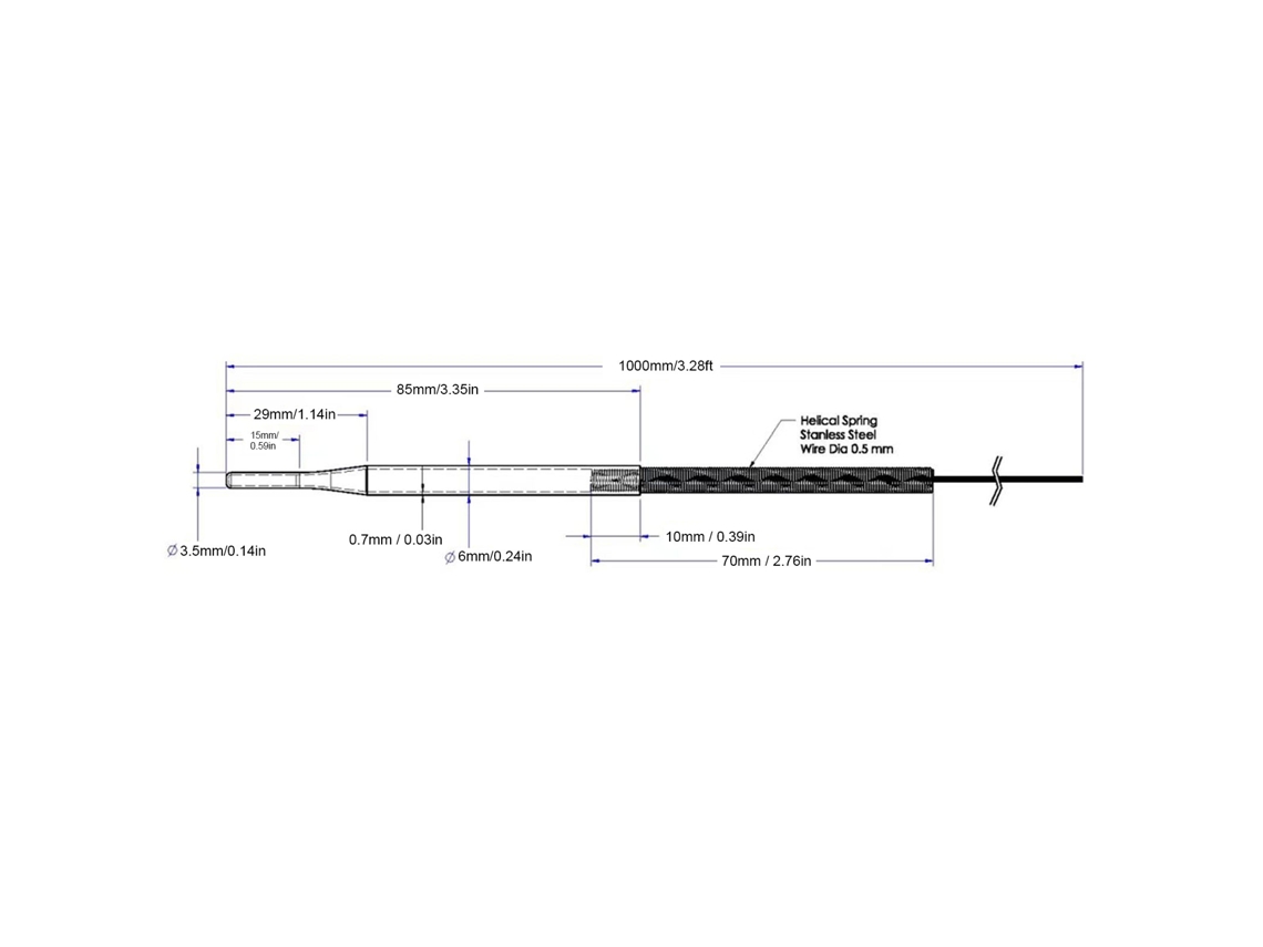 Sonda Termocupla Tipo K Com Conector Mini Aço Inox