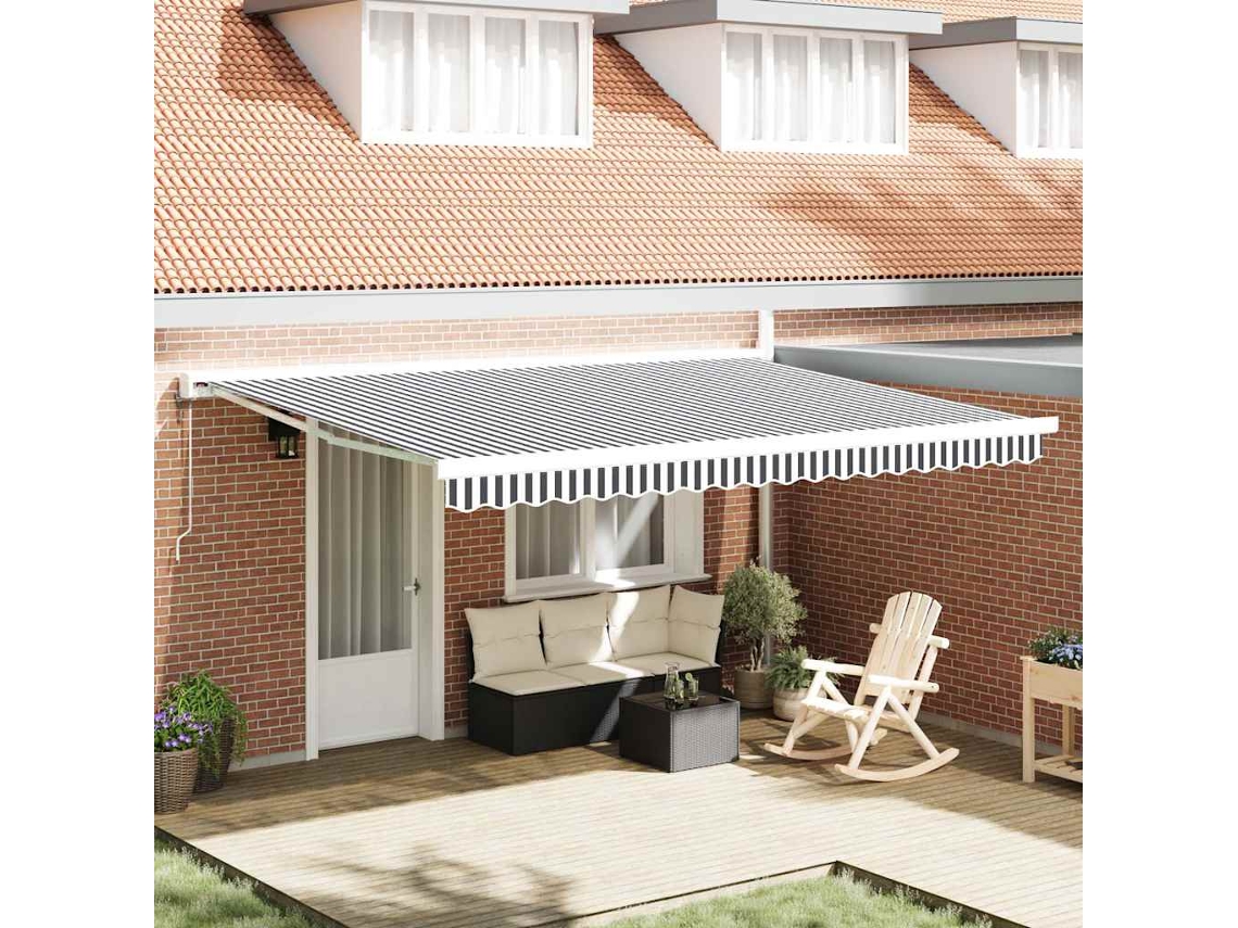 Vidaxl Toldo Retrátil 4,5x3 M Tecido E Alumínio Antracite E Branco
