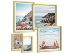 Conjunto De Pinturas Frutas Cítricas Coloridas Moldura Dourada Imagens Para Um Quarto Infantil Espelharte (conjunto De 5 Imagens)