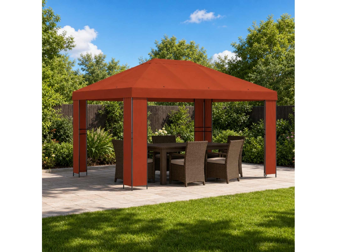 Vidaxl Gazebo 4 × 3 M Terracota Poliéster E Aço 190 Gsm