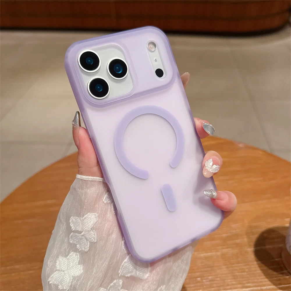 Capa Para Iphone 12, Roxa, Fosca E Transparente, Com Carregamento Sem Fio Magsafe.