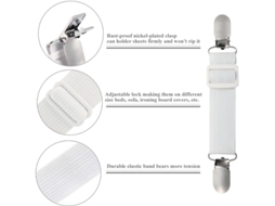 Lurelia Tensores Para Lençol Ajustável Elástico Seguro 4 Peças Metal Plástico Branco Colcha Colchão Cobertor Discretos