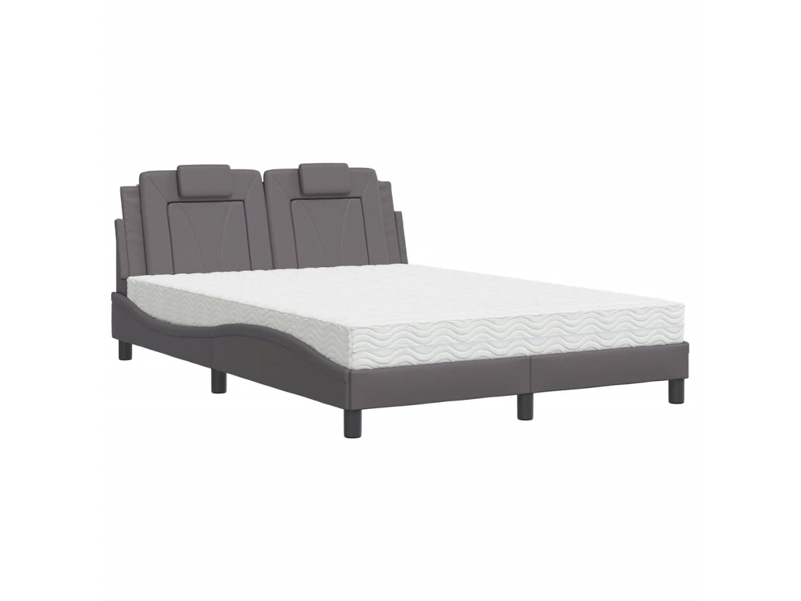 Cama Viana com Colchão 120x200 Cm Couro Artificial Cinzento MAISON EXCLUSIVE