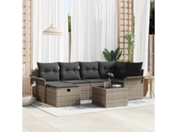 Vidaxl Conjunto De Sofá De Jardim Com Almofada 7 Pcs Rattan Sintético