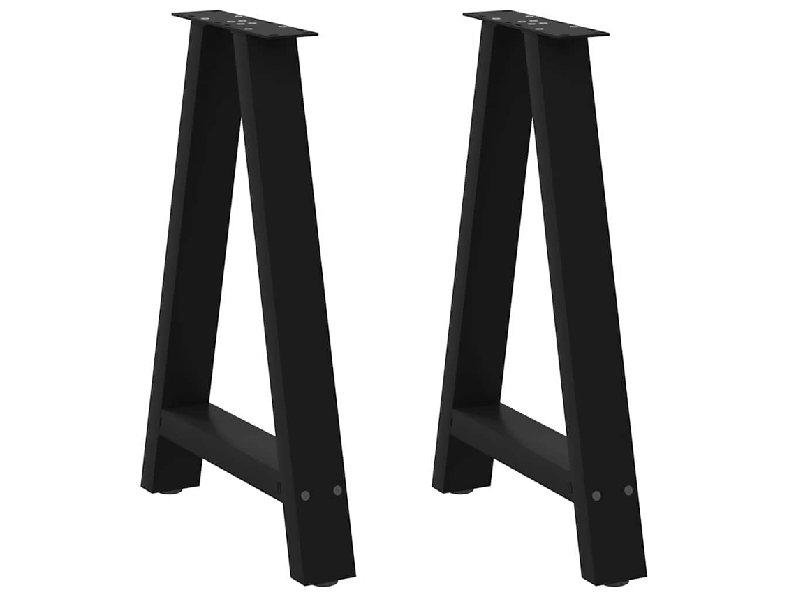 Vidaxl Pés Para Mesa De Jantar Em Formato A, 2 Peças, Preto, 50x(72-73) Cm, Aço