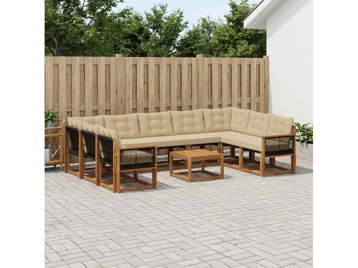Vidaxl Conjunto De Sofás Para Exterior 10 Unid. Natural E Bege