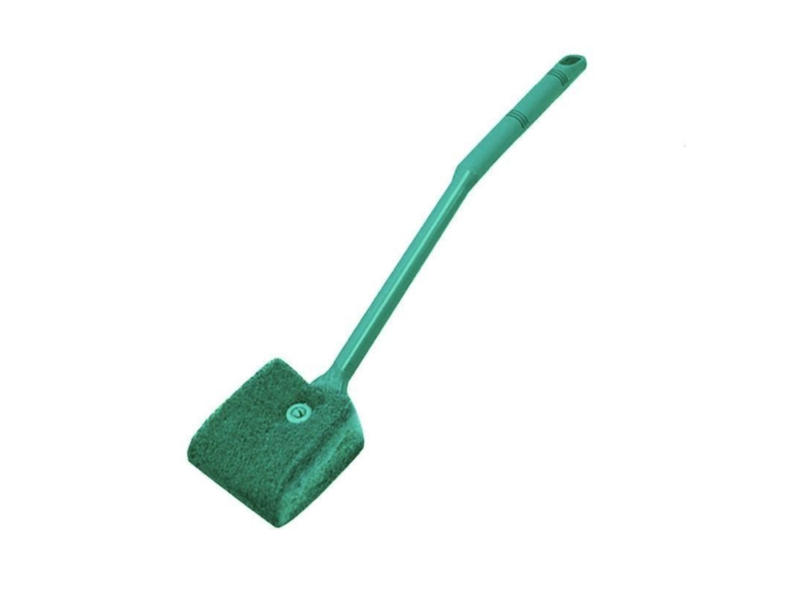 Escova De Limpeza Verde Para Aquário Com Esponja Dupla Face E Cabo Longo