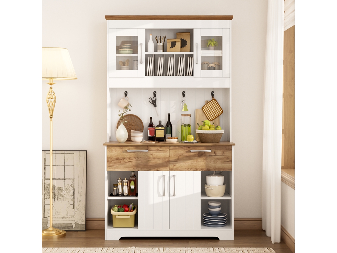 Buffet 106x39x177cm Portas Vidro Cabideiro Armário VOLTEDGE