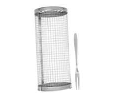 Cesta Churrasco Rolante Aço Inox Peixe Legumes Batatas Fritas
