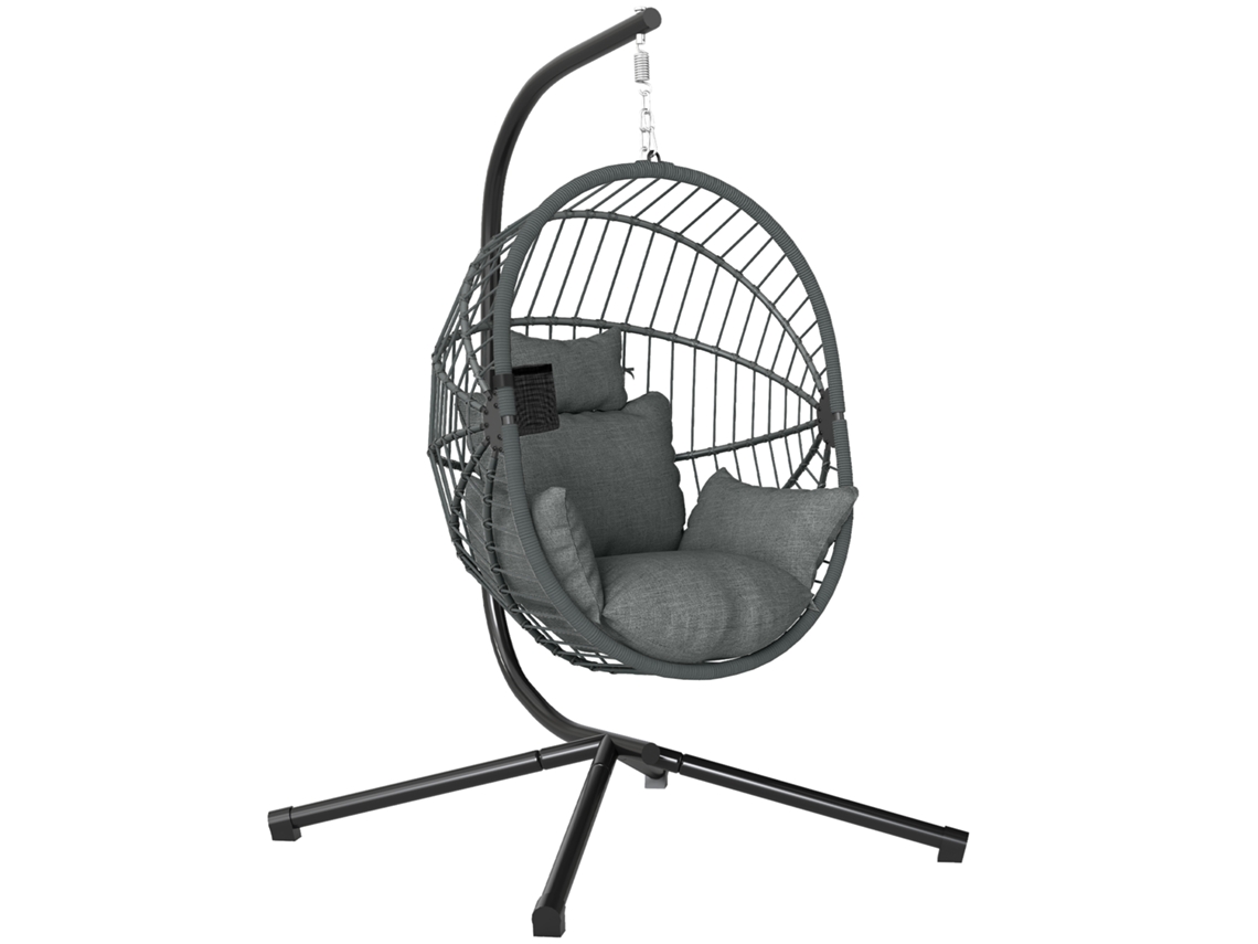 Cadeira Suspensa Cm, Externa Cadeira Suspensa, Incluindo Estofamento, Cadeira De Ovo, 120 Cm X 106 Cm X 188 Cinza