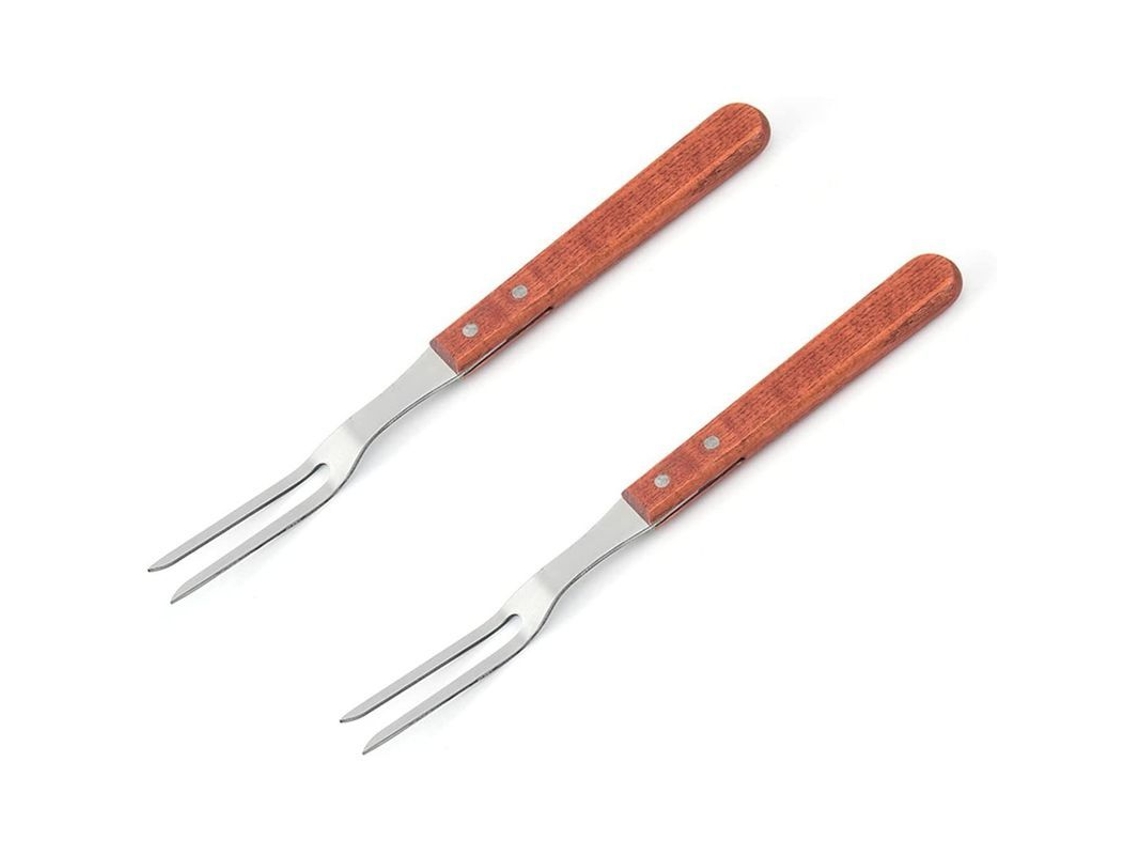 Tenedor de carne de aço inox com cabo de madeira, 33cm Marca