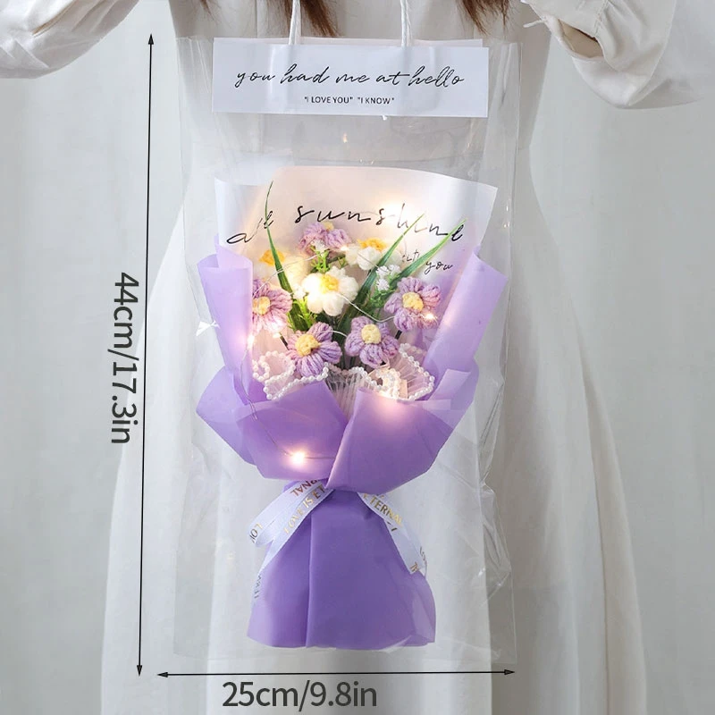 Buquês de Crochê, Buquês de Formatura, Presentes Trançados com Flores Preservadas MDUG