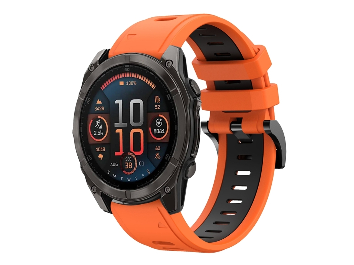Bracelete Silicone Esportivo para Garmin Fenix 8 Amoled XIAOMOYU (26mm) Laranja e Preto