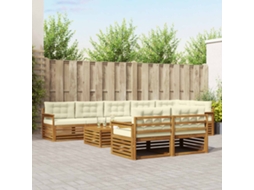 Vidaxl Conjunto De Sofás Para Exterior 9 Unid. Natural E Creme