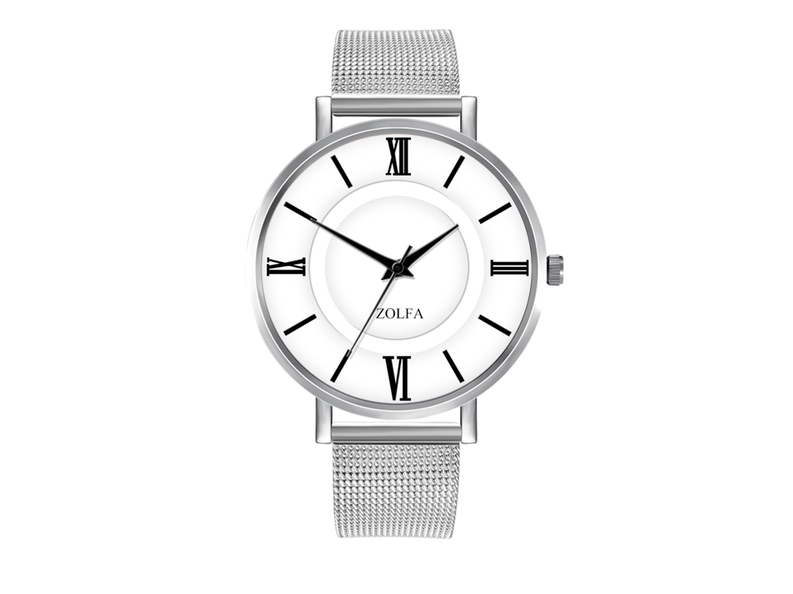 Relógio de Pulso Feminino de Quartzo com Cinto de Malha Cor Unica Moda Casual Prata