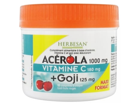 Acerola 1000 Mg Vitamina C 180 Mg Goji 125 Mg 90 Comprimidos HERBESAN