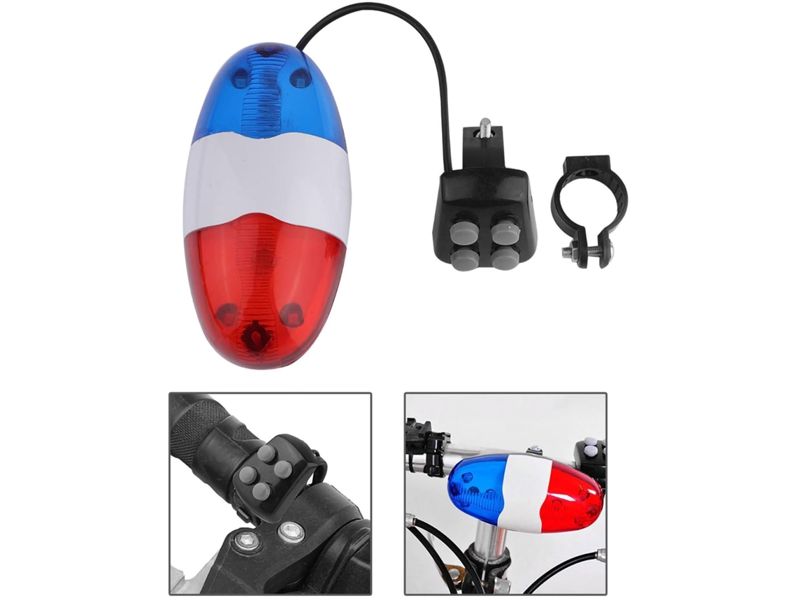 Campainha De Bicicleta Impermeável Com 6 Luzes Led, Em Plástico Abs, 120db
