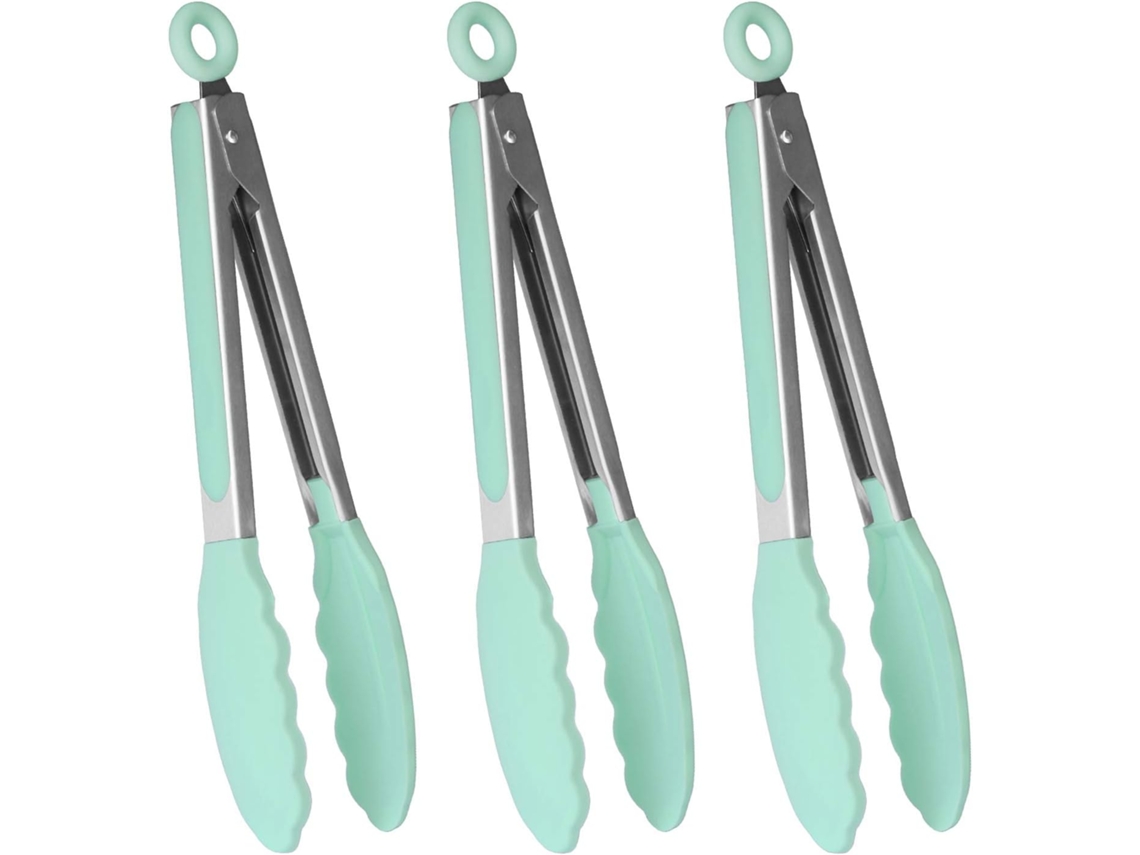 Pinças de cozinha práticas, pinças de silicone para cozinhar, pinças para grelhar, conjunto de 3 Slowmoose