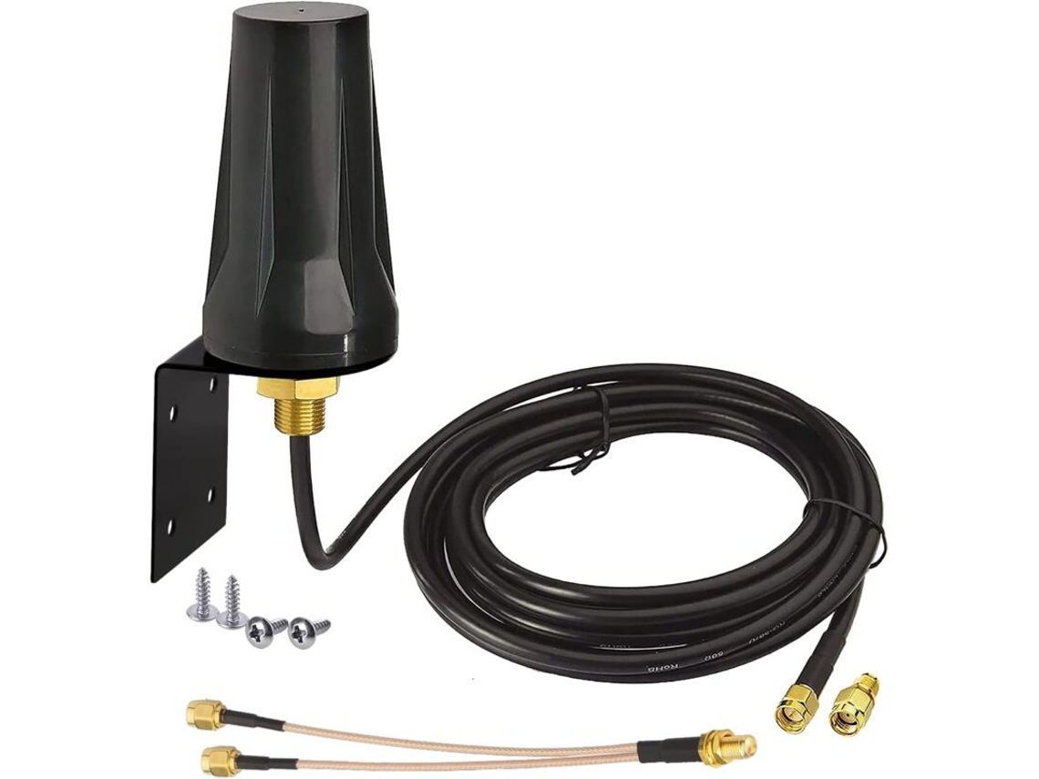 Antena 4g Externa Sma Macho 5dbi À Prova D'água Com Suporte Fixo E Cabo Separador, F Duplo Sma, M, Compatível Com Roteadores Celulares 3g, 4g