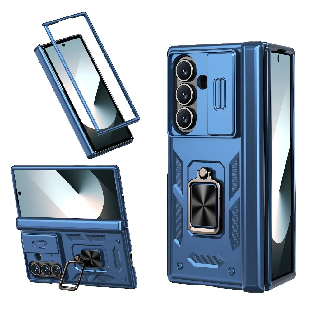 Capa Para Celular (azul, Galaxy Z Fold 8) Com Suporte Giratório De 360° E Proteção Contra Impactos Com Dobradiça Dupla.