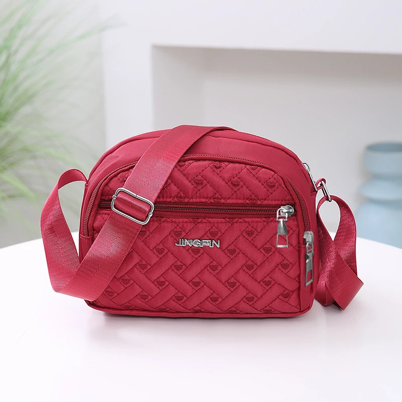 (bj853 Vermelho) Bolsa De Ombro Feminina Mini Acolchoada Em Nylon Resistente E Impermeável