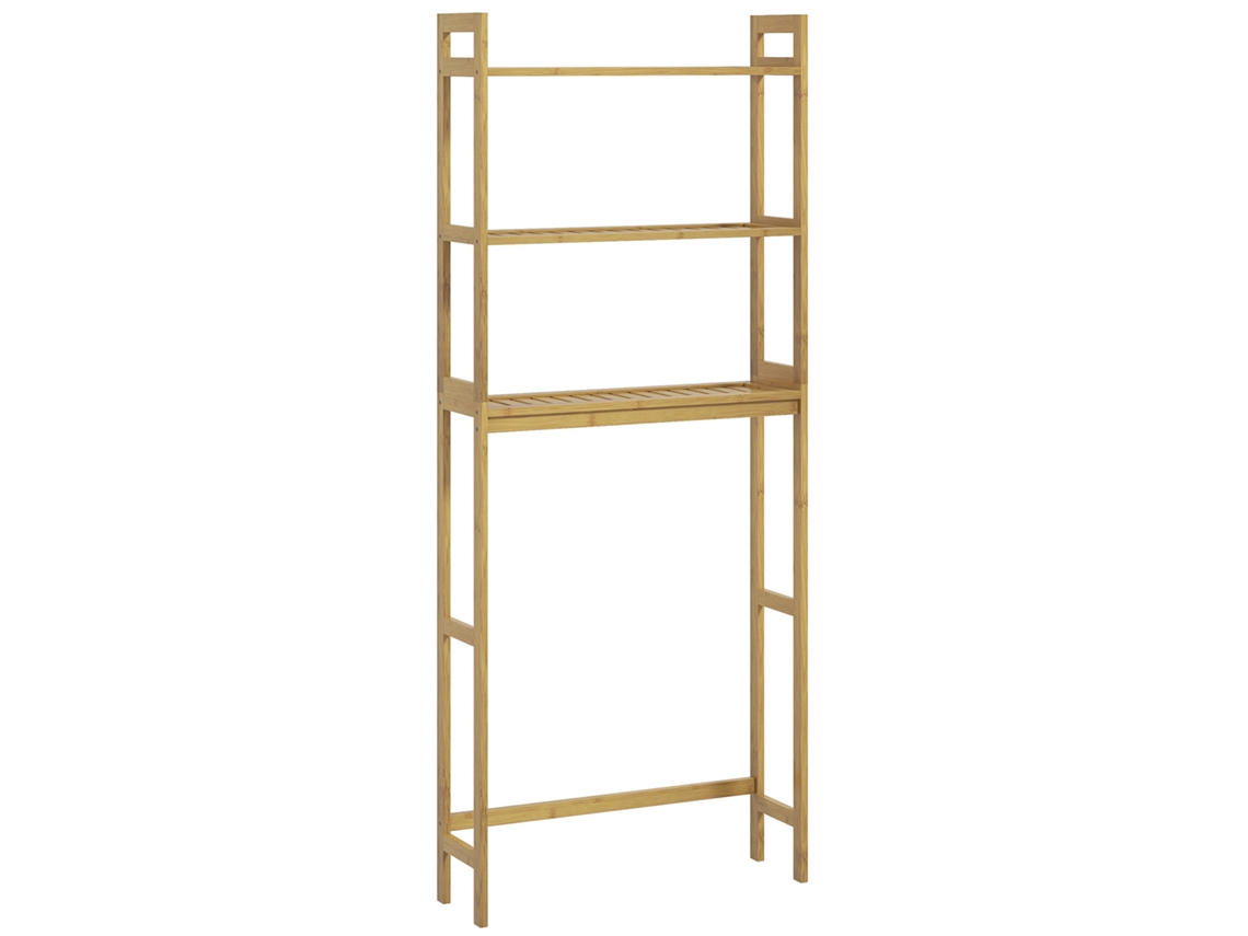 Estante Sobre Sanita Bambu Cor Natural Wood Finish 68x20x165 cm Kleankin