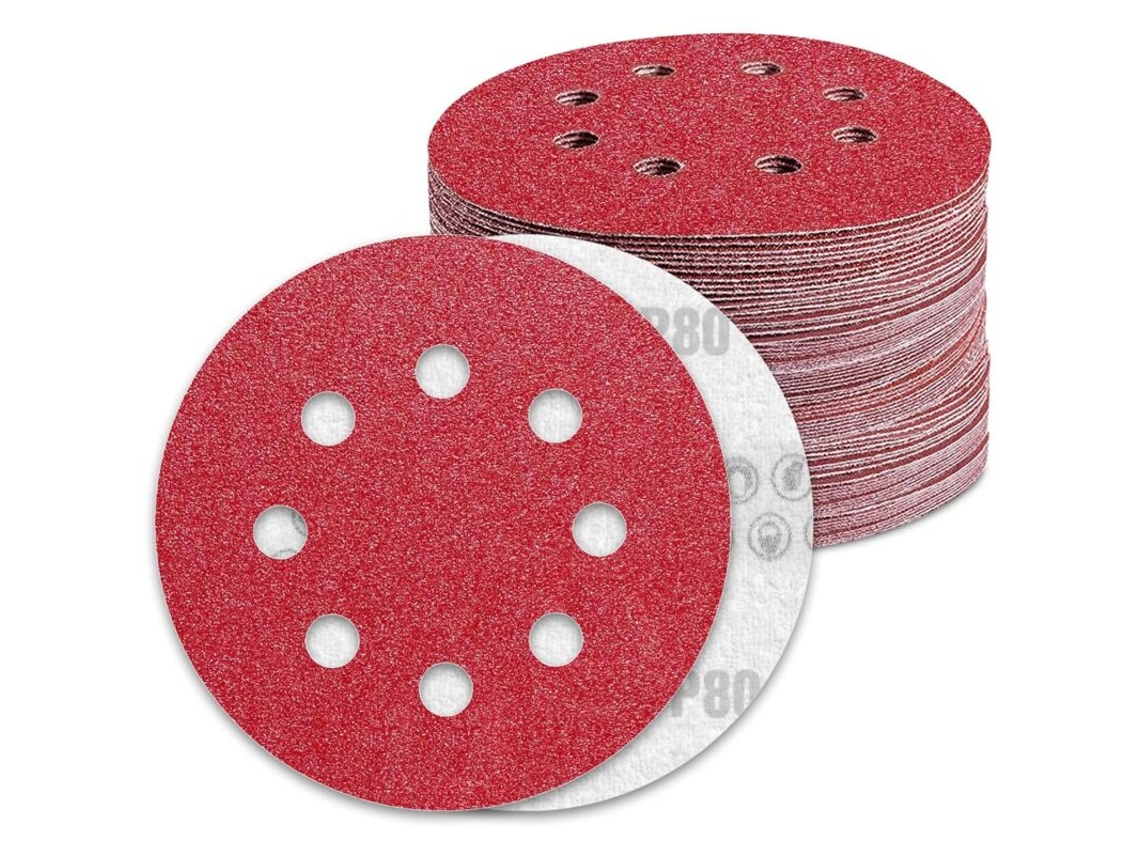 Lixa 125mm Grão 80 Lixa 100 Peças 8 Furos Lixa Para Lixamento Excêntrico Klb Slowmoose