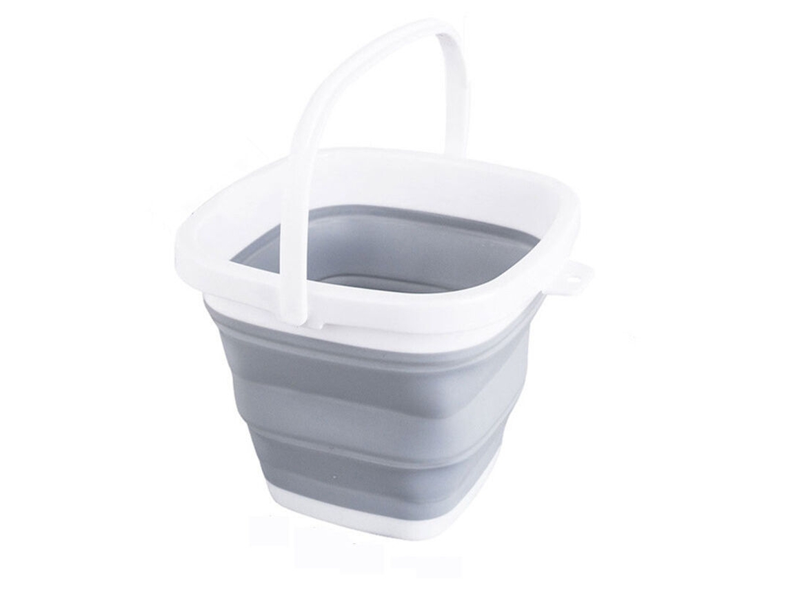 Cesto Retangular Dobrável, 10 Litros AQUAFORGE (1 Unidade, Cinza)