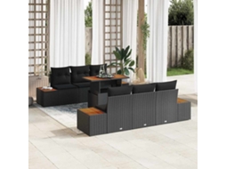 Vidaxl Conjunto De Sofá De Jardim 7 Unid. Preto E Marrom