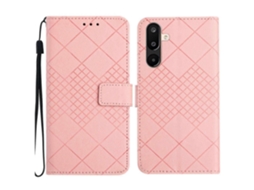 Capa De Couro Com Textura De Grade Rômbica Para Celular
