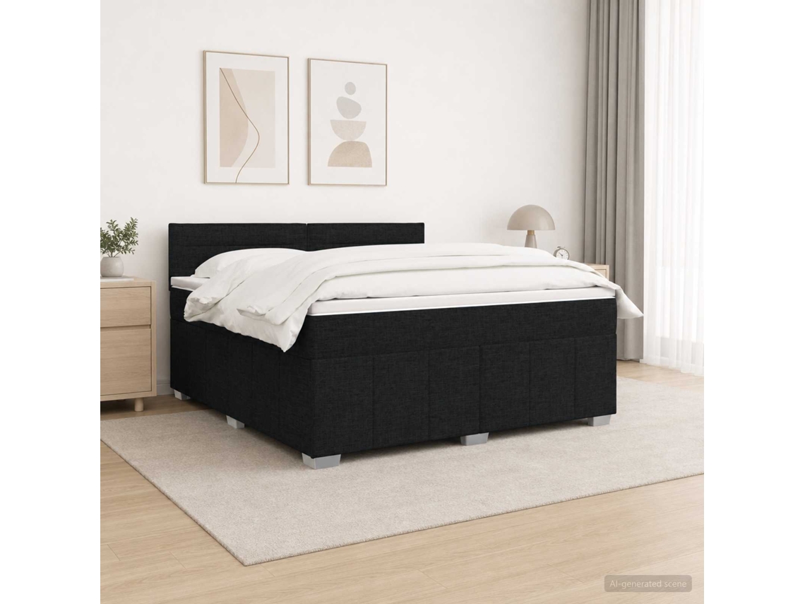 Vidaxl Cama Box Spring Com Colchão Preto 140 X 190 Cm Tecido