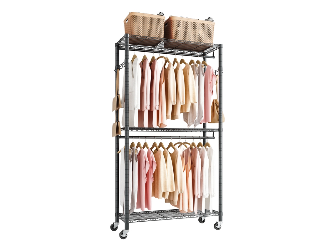 Cabideira Com 3 Níveis, Altura Ajustável, Para Corredor, Preta, 90 X 40 X 199,9 Cm Vevor