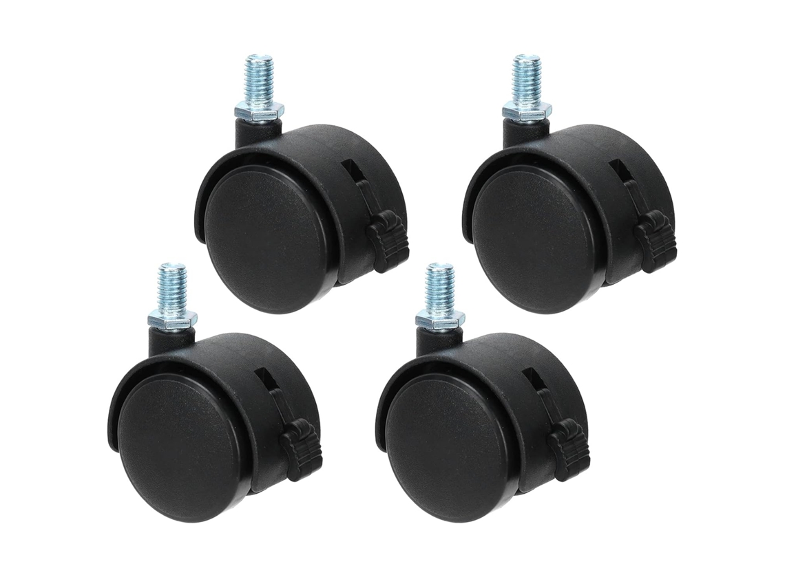 Conjunto De 4 Rodízios De 1,5 Polegadas Em Pu Com Freio, Rodízios