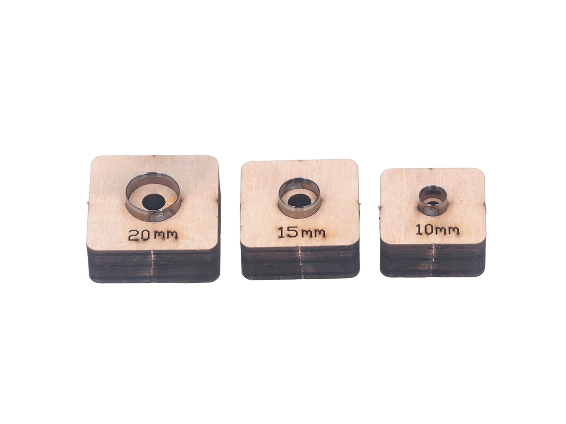 3pcs Matrizes de Corte Circular com Painel de Madeira Moldes de Punção Metal para Couro Tecido 10mm 15mm 20mm