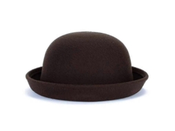 _chapéu de Lã Bowler Derby Feminino Moderno Cor Solida