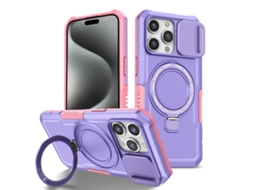 Capa Zruxe Compativel Com Iphone 15 Pro (sliding Camshield - Magsafe - Tpu - Pc - Rosa - Roxo)