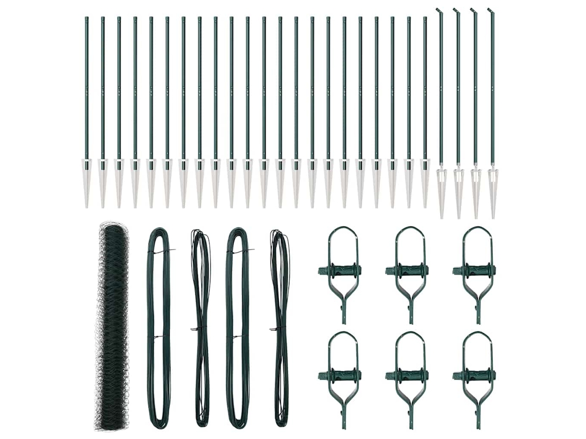Conjunto 1 Cerca Externa Vidaxl Verde Aço (50 X 1,4 M)
