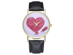 Reloj De Cuarzo De Cuero Pu Zhoulianfa Para Pareja Con Diseño Love Simple (negro)