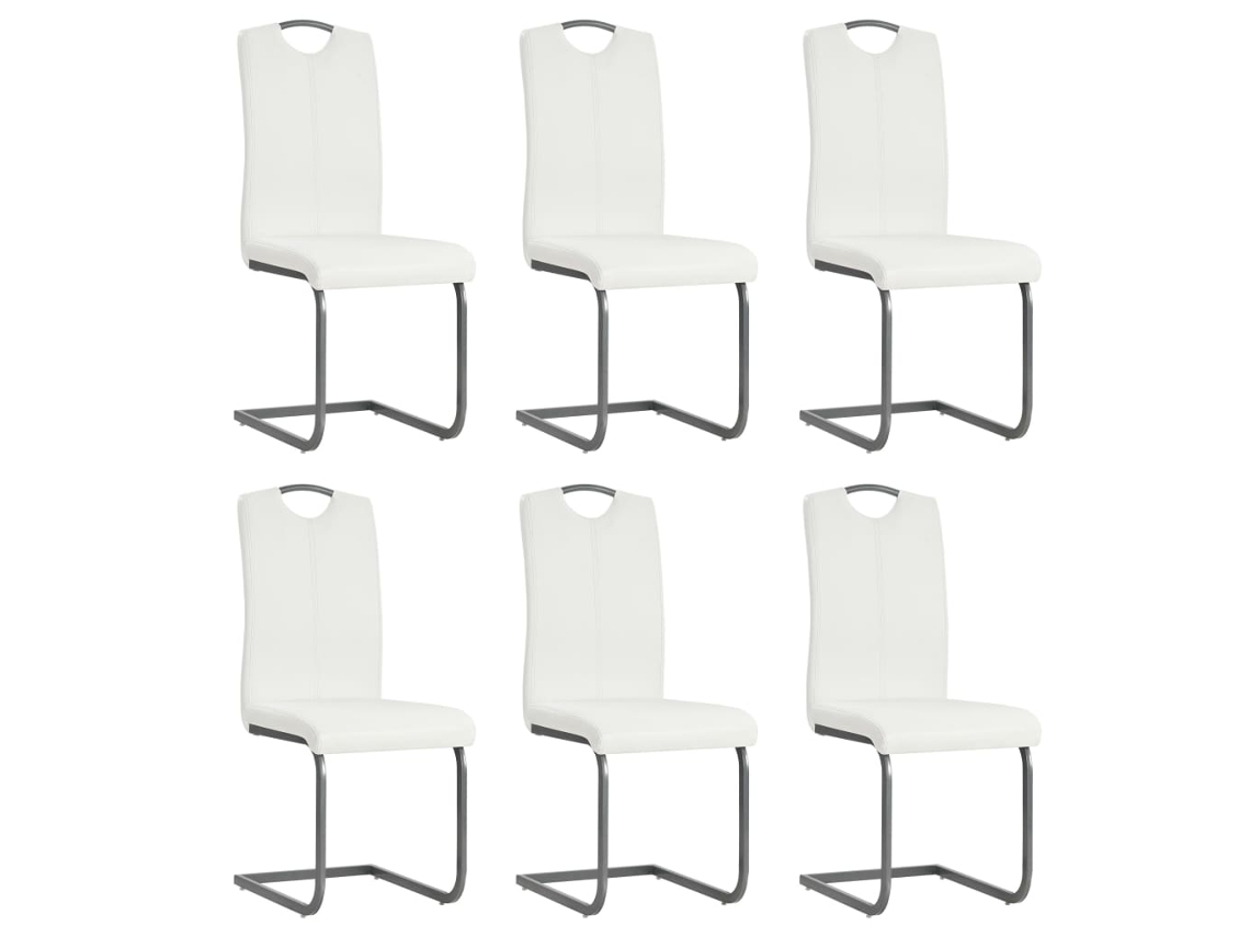 Vidaxl Cadeiras De Jantar Cantilever 6 Pcs Couro Artificial Branco