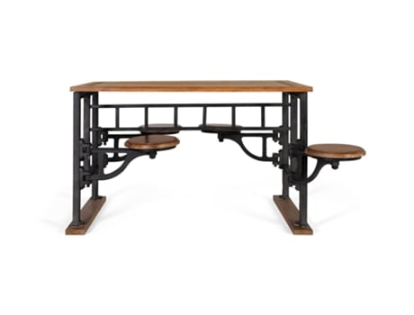Mesa De Jantar Em Madeira De Mangueira E Pés Em Ferro 130cm Giner Y Colomer