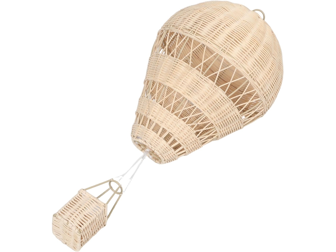 Decoração Interna Em Montgolfière Tissée Artesanal Em Rotin Beige Com Luminária Suspensa,