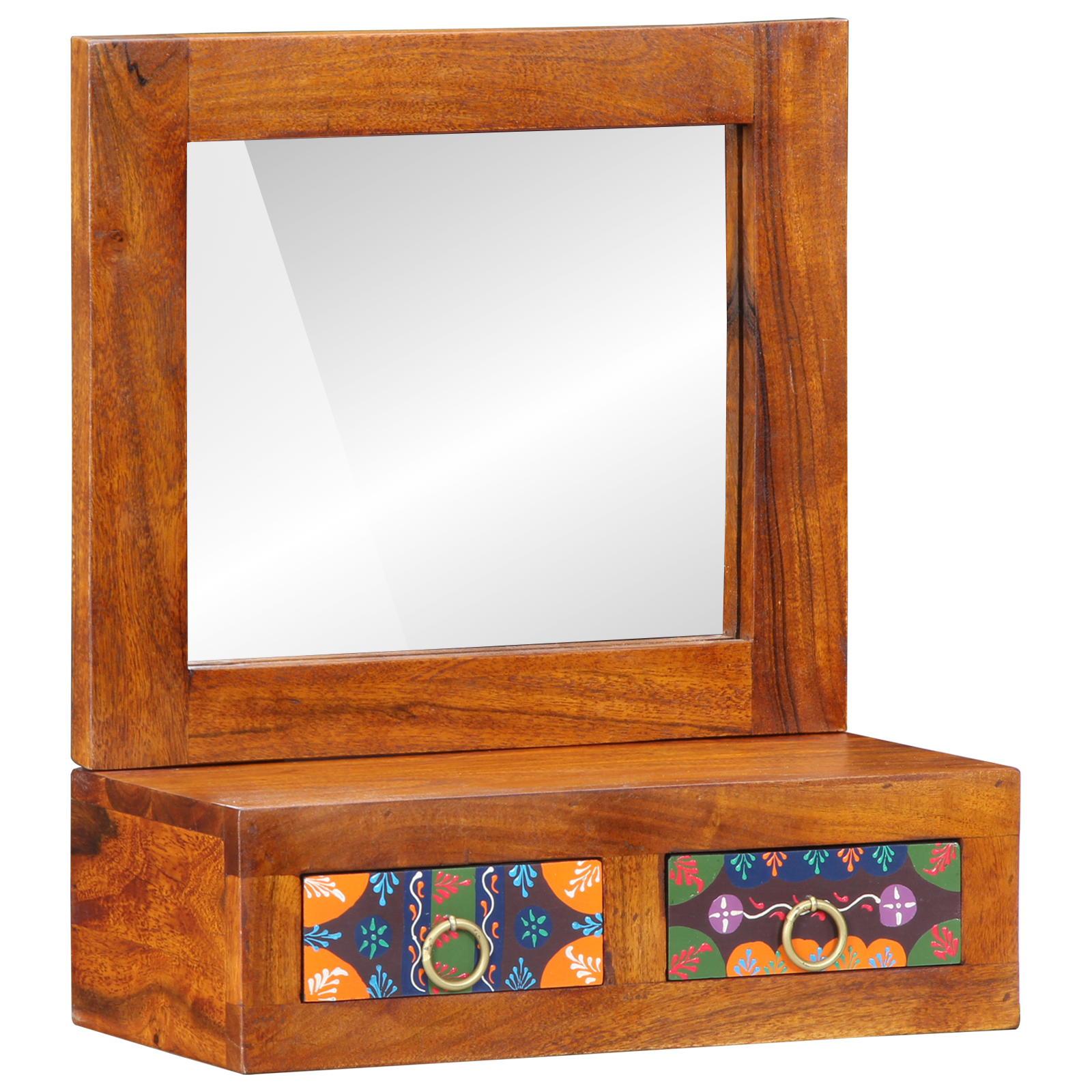 Conjunto 1 Armário De Parede Vidaxl Castanho Madeira De Acácia Maciça (40 X 20 X 50 Cm)
