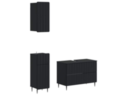 Vidaxl Conjunto De Armários Para Banheiro Com 3 Peças Zwolle Preto