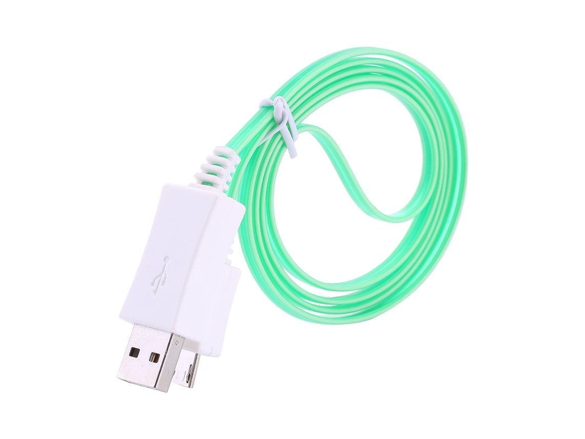 Cabo de Dados Led Flat com Iluminação Verde EOOCOO transmissão com iluminação para Android