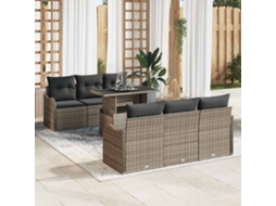 Vidaxl Conjunto De Sofá De Jardim 7 Unid. 6-número De Lugares Cinzeto